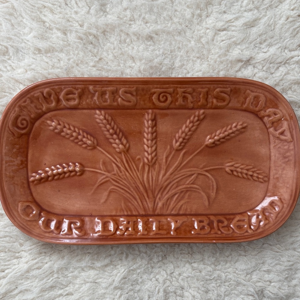 Ceramic Bread Plate with Wheat Design